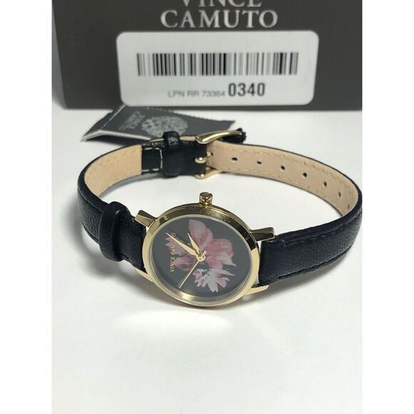 Vince Camuto VC5352 Unisex Black Leather Analog Black Dial Quartz Watch BW114 - Picture 6 of 10